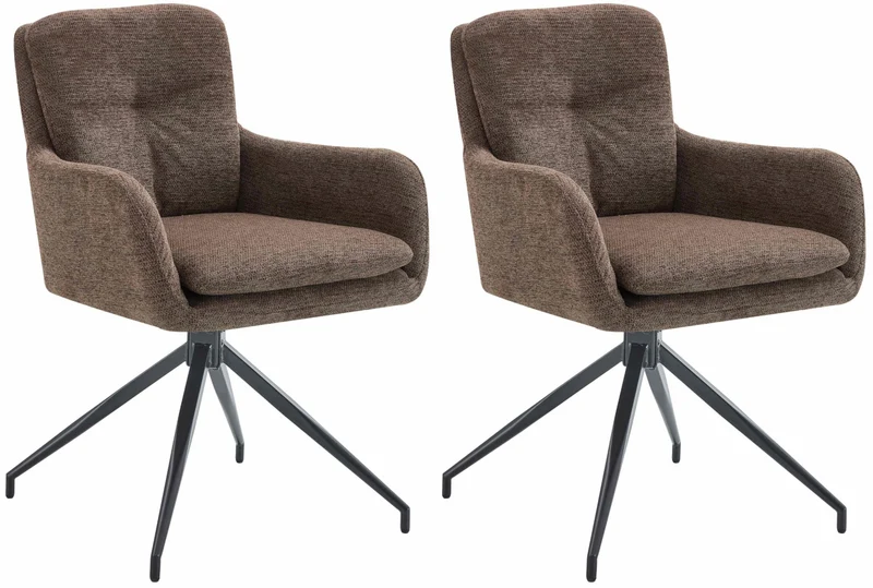 Lot de 2 chaises de salle à manger fonction pivotante confortable et moderne en tissu marron cadre métal 10_0006430