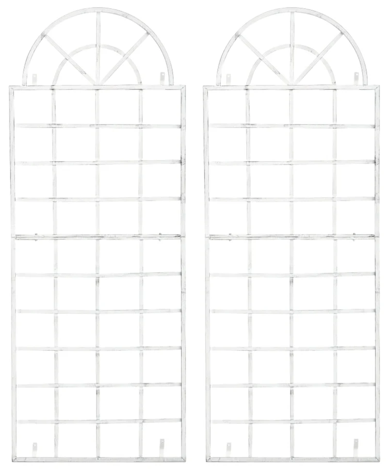 Lot de 2 treillis muraux en fer style antique pour plantes grimpantes 180 x 70 cm 10_0008924