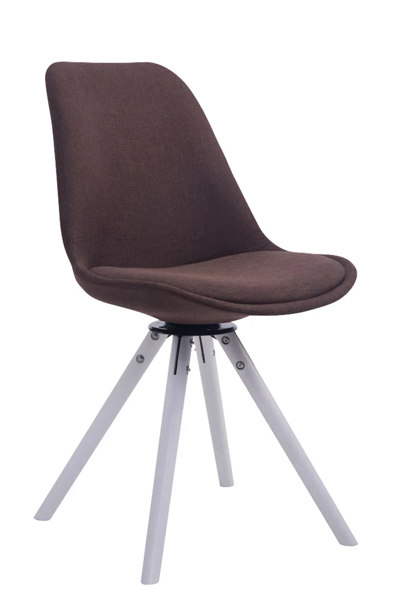 Chaise de salle à manger pivotante en tissu marron et bois blanc avec assise 360° 10_0008907