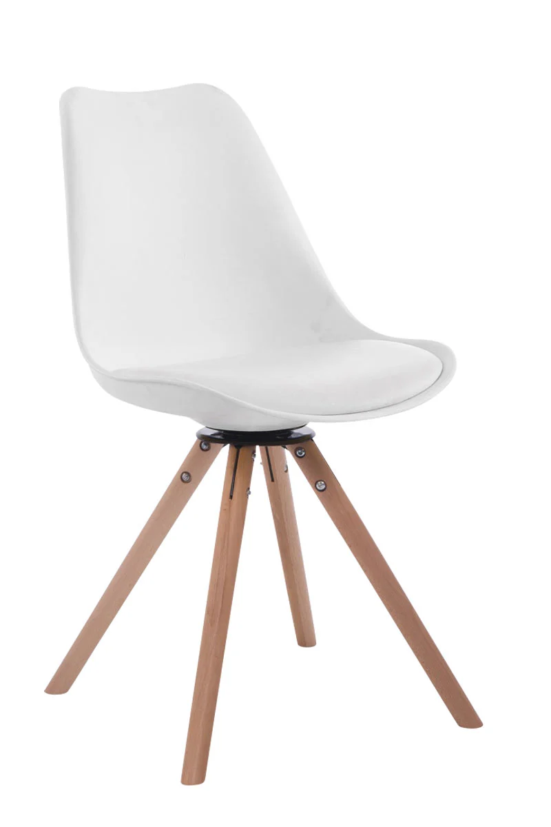 Chaise de salle à manger x1 pivotante en similicuir plastique blanc et et bois avec assise 360° 10_0008474