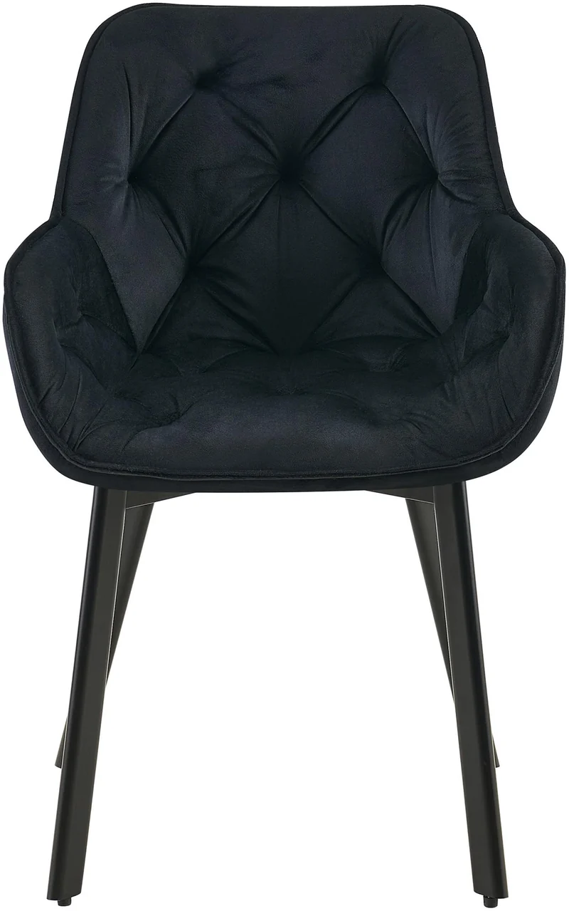 Lot de 2 chaises de salle à manger pivotantes en velours noir et métal noir avec accoudoirs 10_0007768