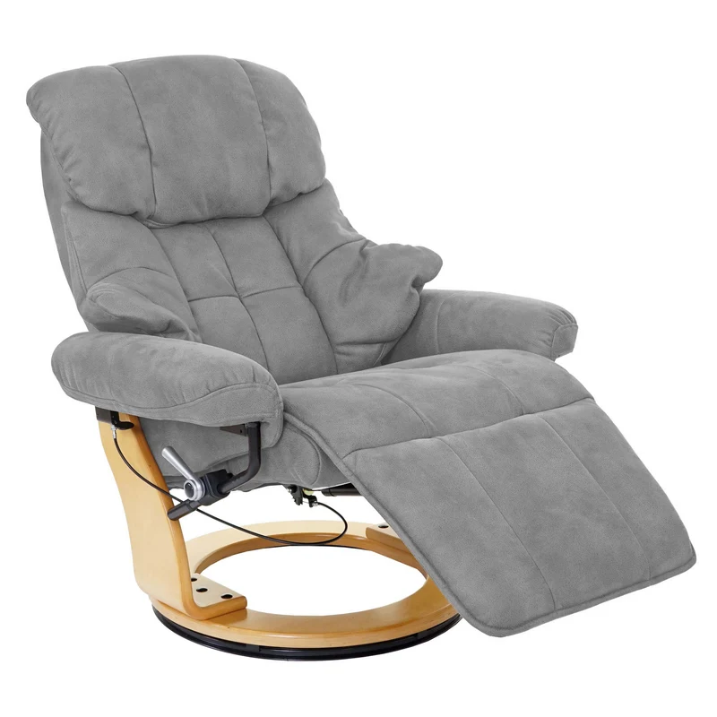 Fauteuil de relaxation avec repose-pieds et accoudoirs en tissu/textile capacité de charge 150 kg gris clair 04_0003670