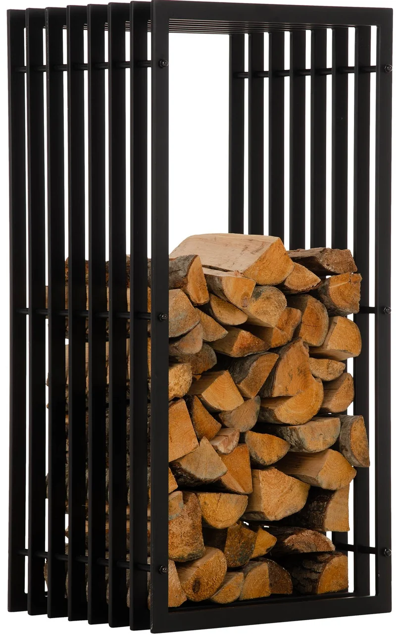 Range bûches en métal thermolaqué noir mat 150x50 cm 10_0003535