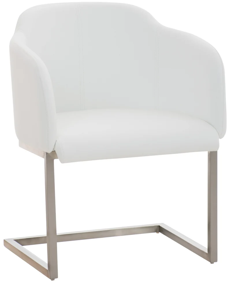 Chaise de salle à manger fauteuil visiteur design moderne en PVC blanc et acier inoxydable 10_0001915