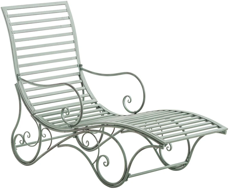 Chaise longue de jardin en fer style antique fer effet vieilli 140 cm MDJ10215