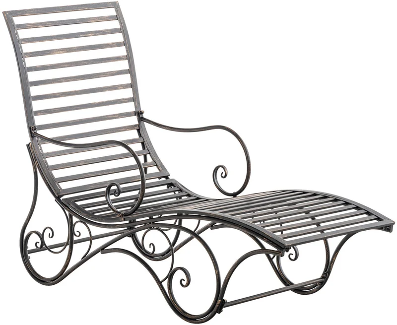 Chaise longue de jardin en fer bronze style antique 140 cm charge 150 kg MDJ10211