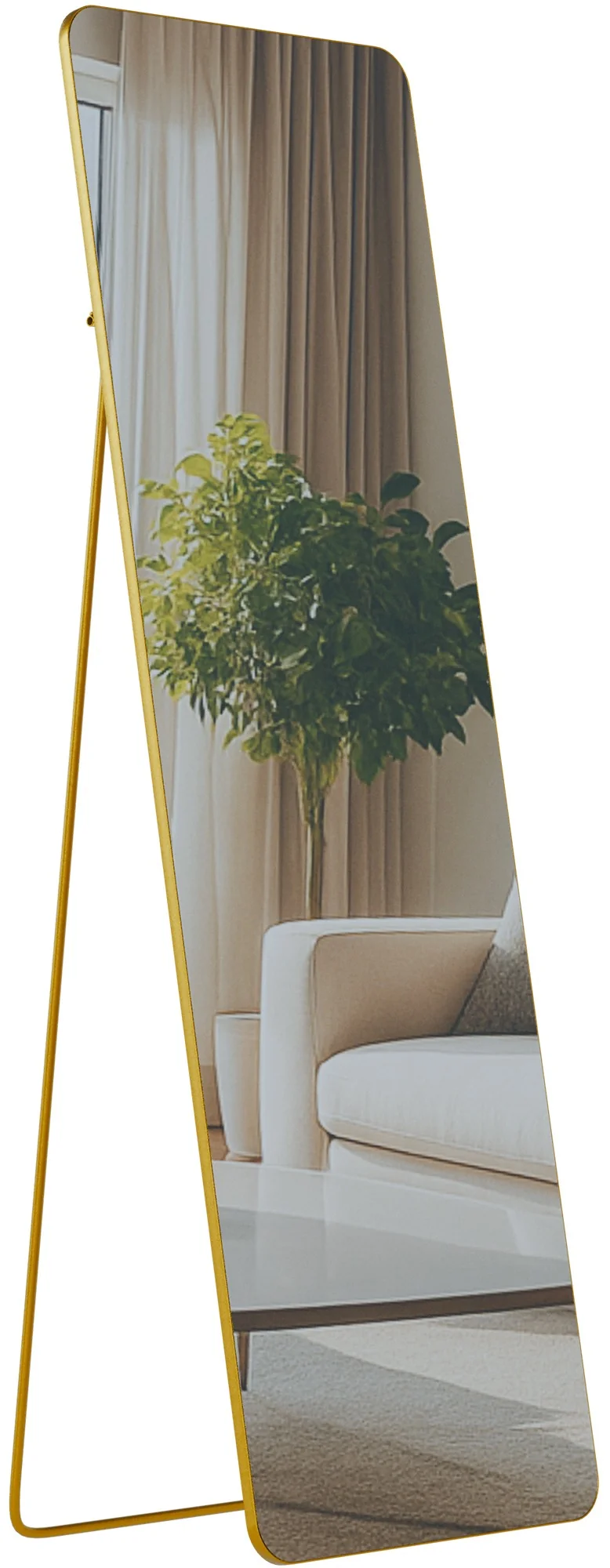 Miroir sur pied ou mural 160 x 50 cm en métal or brillant style moderne 10_0008411