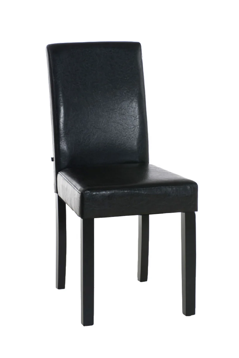 Chaise de salle à manger x1 design moderne en PVC marron et pieds en bois noir 10_0002026