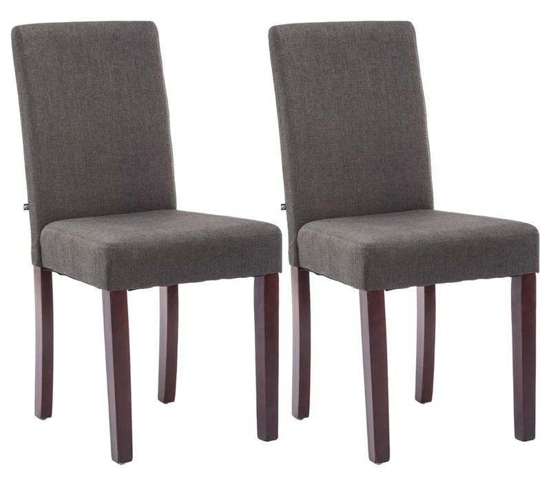 Lot de 2 chaises de salle à manger design moderne en tissu gris clair foncé et pieds en bois marron foncé 10_0001554