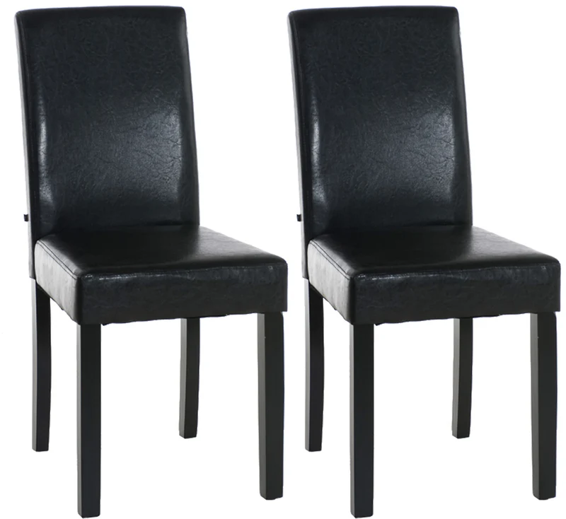 Lot de 2 chaises de salle à manger design moderne en PVC marron et pieds en bois noir 10_0001551