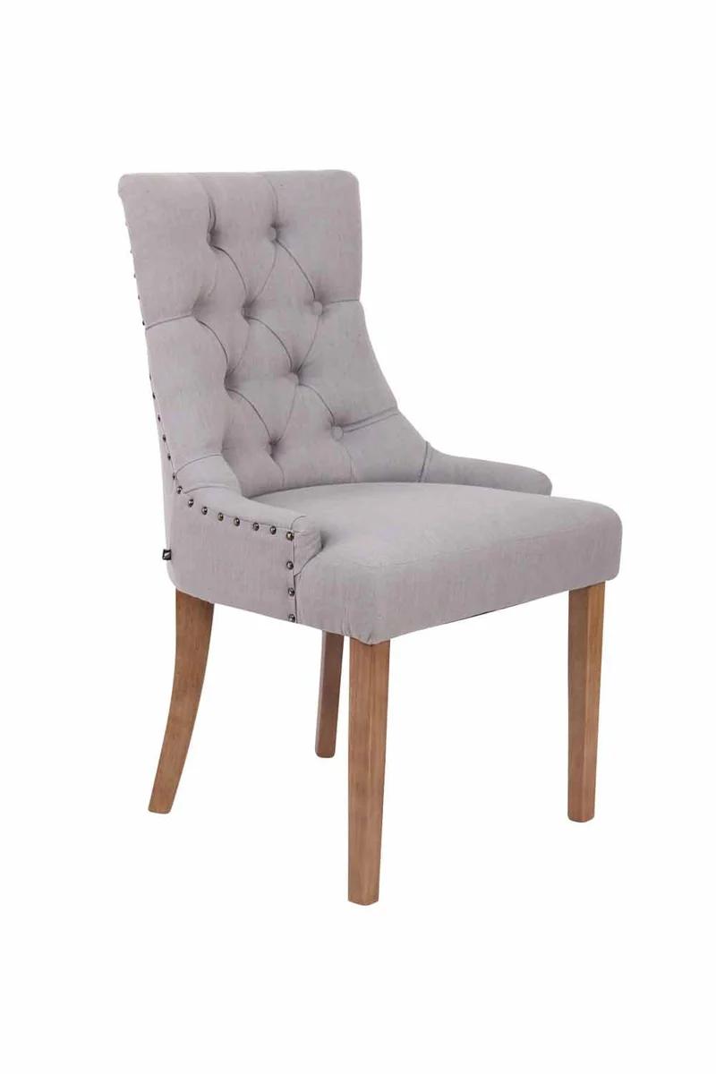 Chaise de salle à manger bureau ou coiffeuse capitonné en tissu gris FAL10058