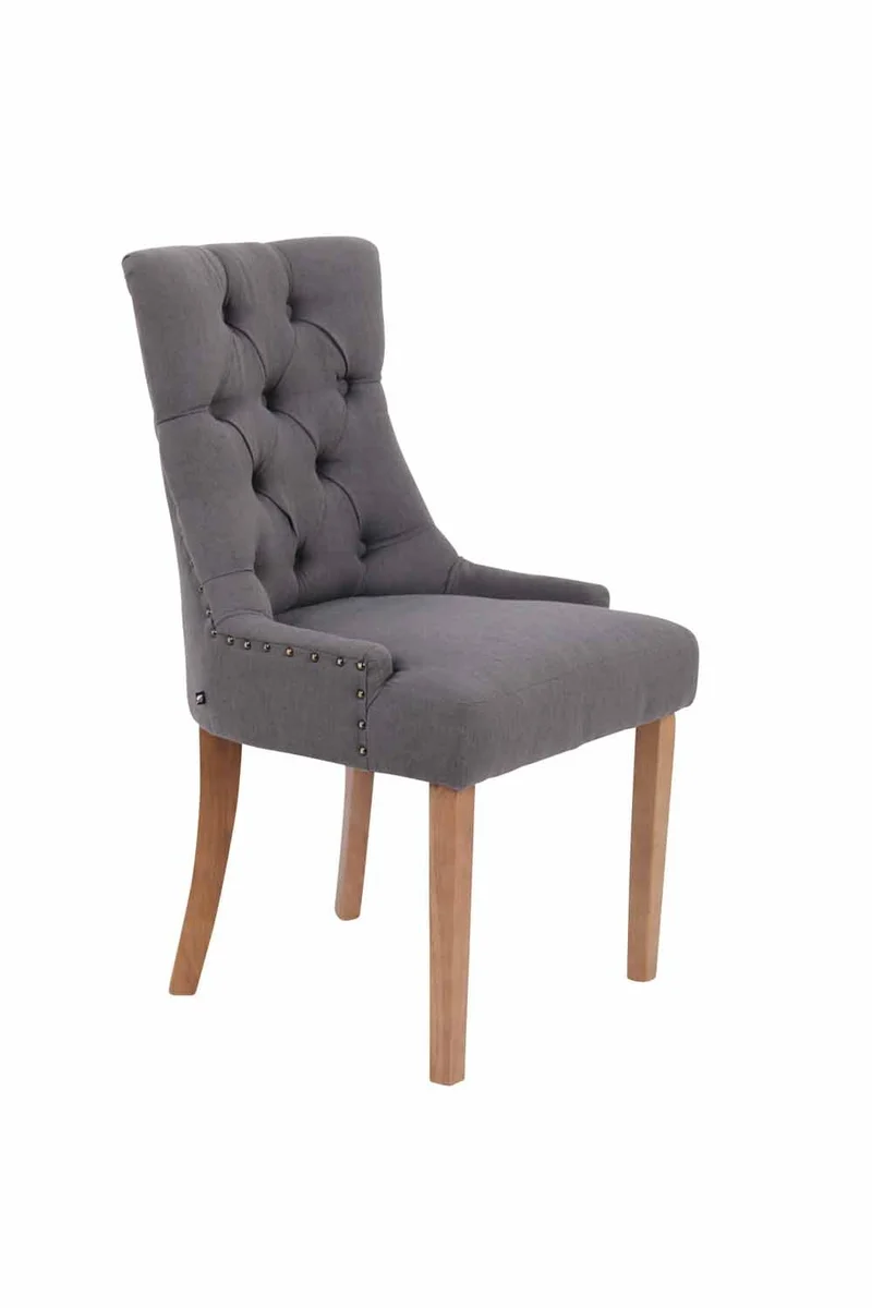 Chaise de salle à manger bureau ou coiffeuse capitonné en tissu gris foncé FAL10057