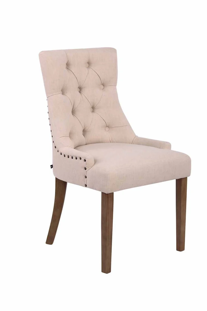 Chaise de salle à manger bureau ou coiffeuse capitonné en tissu crème FAL10059