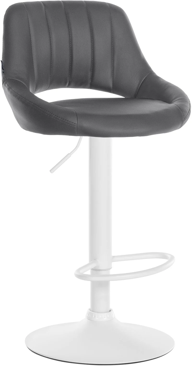 Tabouret de bar x1 avec repose-pieds pivotant et réglable en similicuir gris et métal blanc 10_0006328