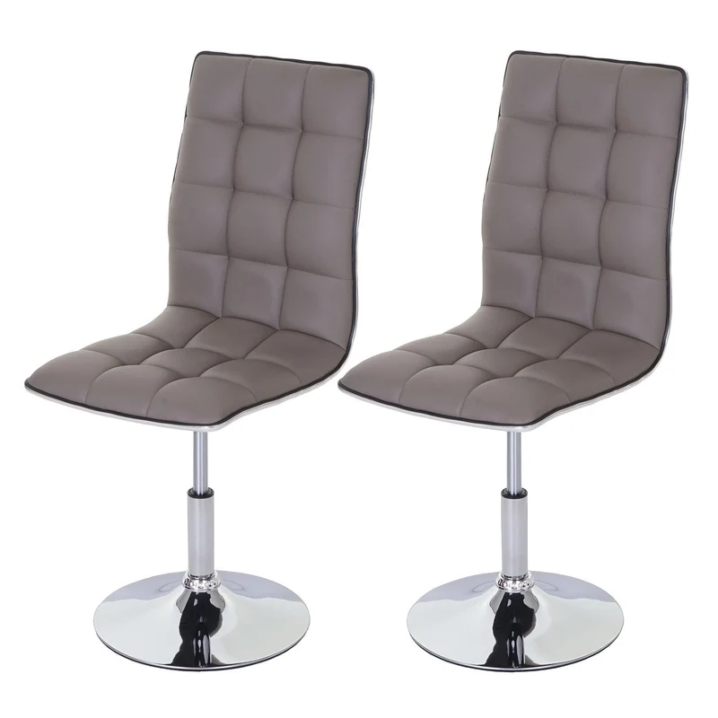 Lot de 2 chaises de salle à manger hauteur réglable en synthétique taupe CDS04094
