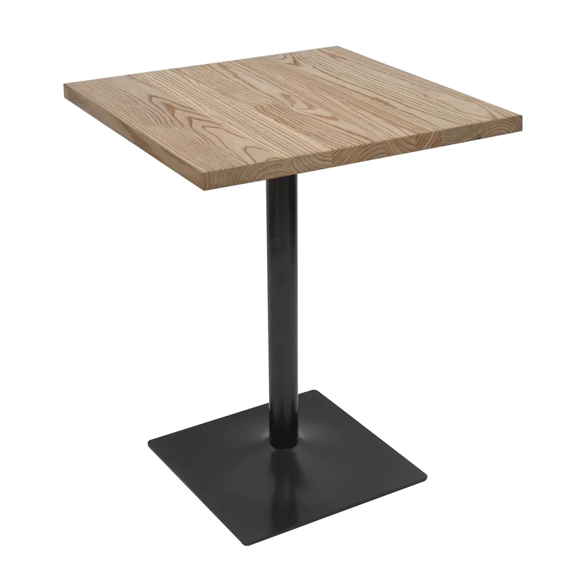 Table de bistro table de bar comptoir design industrielle en bois d'orme 76x60x60 cm marron clair 04_0008524