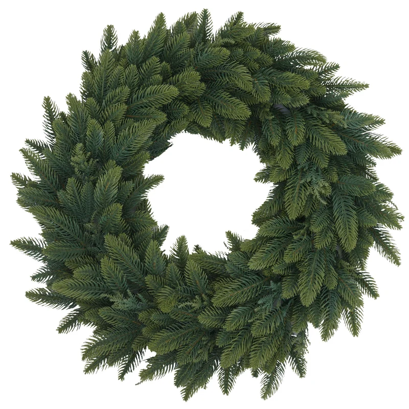 Couronne décorative artificielle ronde 45 cm avec 4 supports pour bougies sapin vert polyéthylène 04_0009157