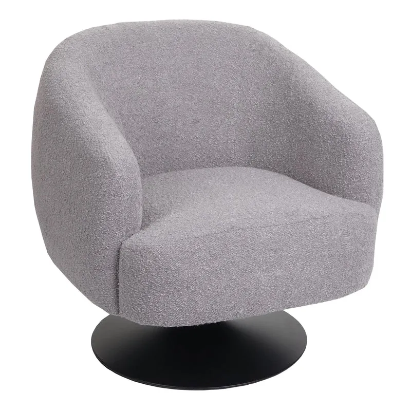 Fauteuil lounge pivotant design assise large tissu bouclé métal gris clair 04_0006851