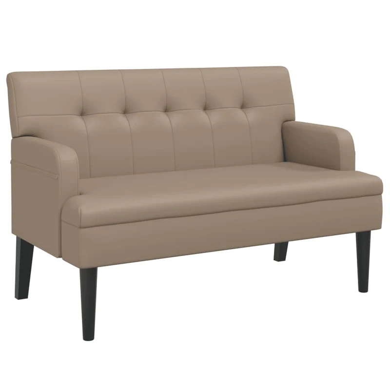 Banquette banc avec dossier et accoudoirs 112 x 65,5 x 75 cm en PVC couleur cappuccino DEC024642