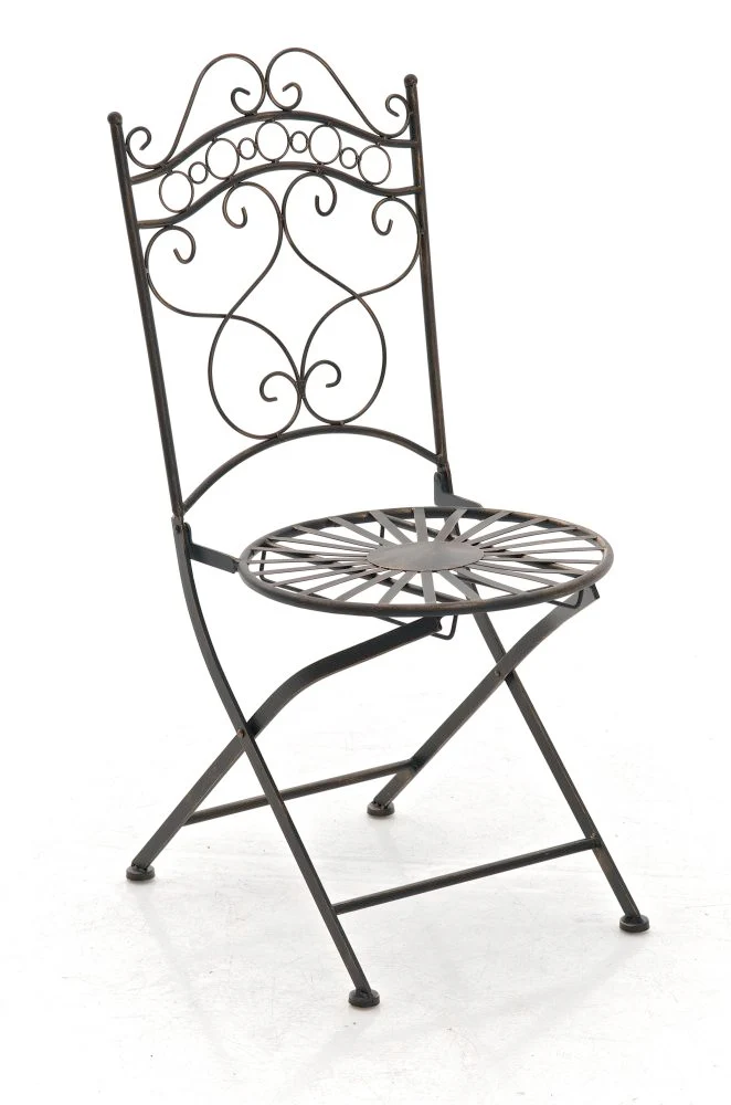 Chaise de jardin terrasse balcon design rustique en fer forgé bronze 10_0003003