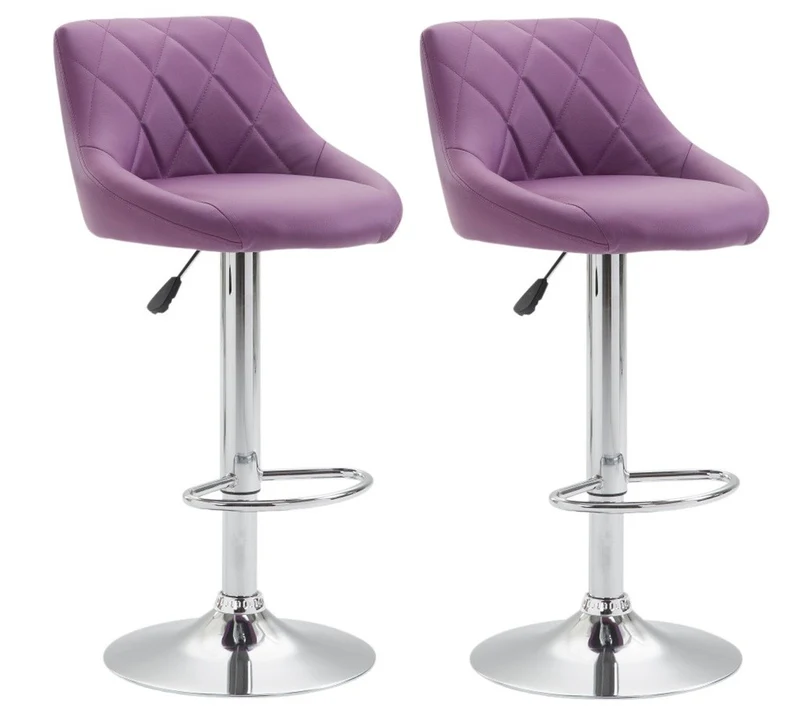 2x Tabourets de bar en synthétique violet pivotant avec repose-pieds TDB10082