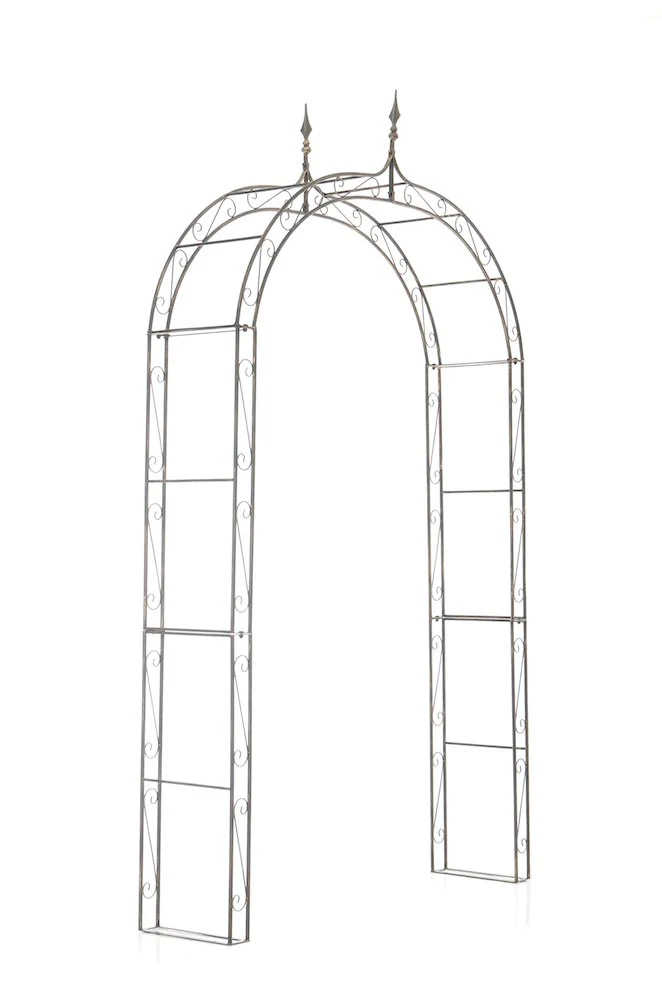 Arche à rosiers plantes grimpantes décoration jardin 144x128 cm en métal bronze 10_0003938