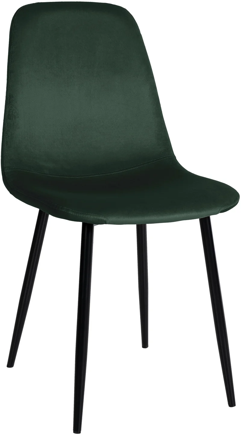 Chaise de salle à manger design simple avec pieds en métal noir assise en velours vert 10_0002062