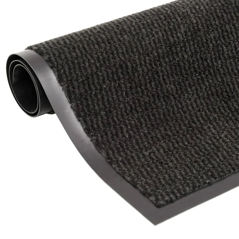 Paillasson de porte d'entrée en polypropylène touffeté noir support en caoutchouc antidérapant 60 x 150 cm DEC040668