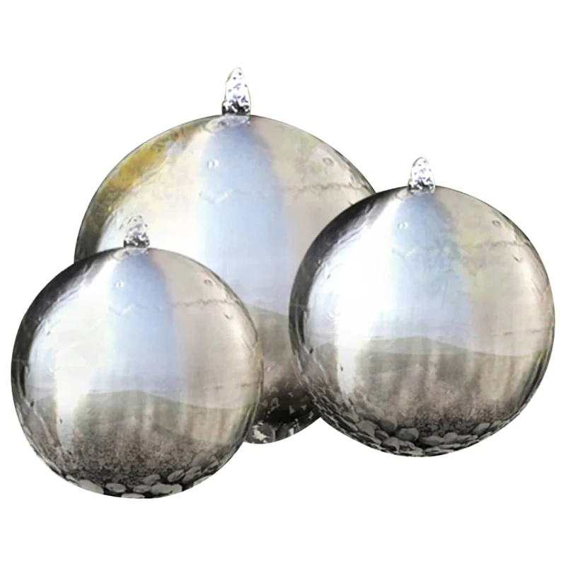 Set de 3 sphères de fontaine de jardin avec LED acier inoxydable DEC020770