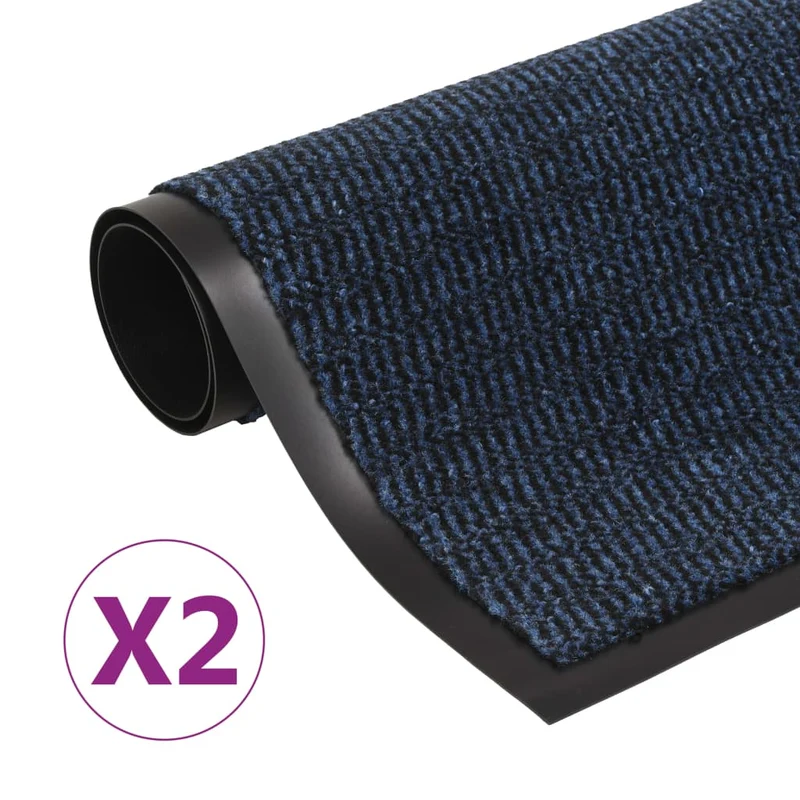 Lot de 2 paillassons rectangulaires 40 x 60 cm Bleu DEC023156