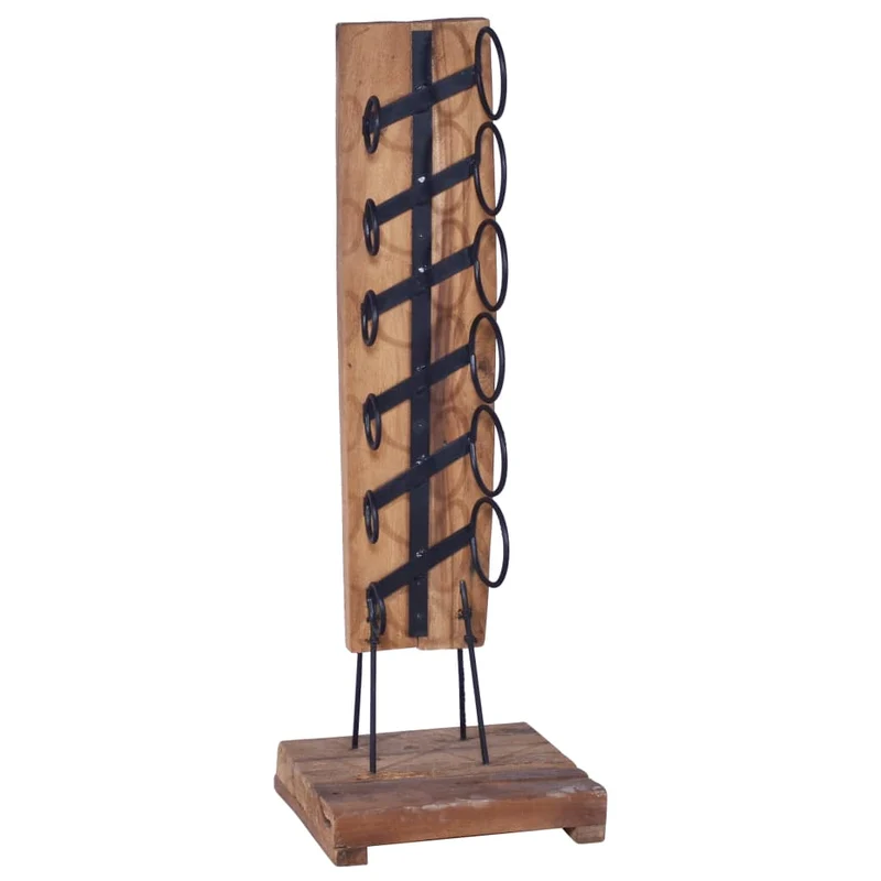 Casier range bouteilles étagère de rangement vin pour 6 bouteilles 35 x 35 x 100 cm teck massif brun DEC024335