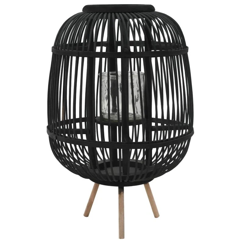 Bougeoir sur pieds porte-bougie bambou noir décoration extérieur DEC020012