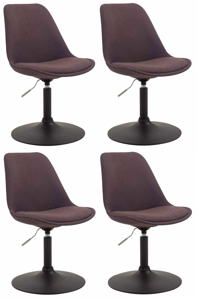 Lot de 4 chaises de salle à manger pivotante hauteur réglable en tissu marron et pied trompette en métal noir 10_0008633
