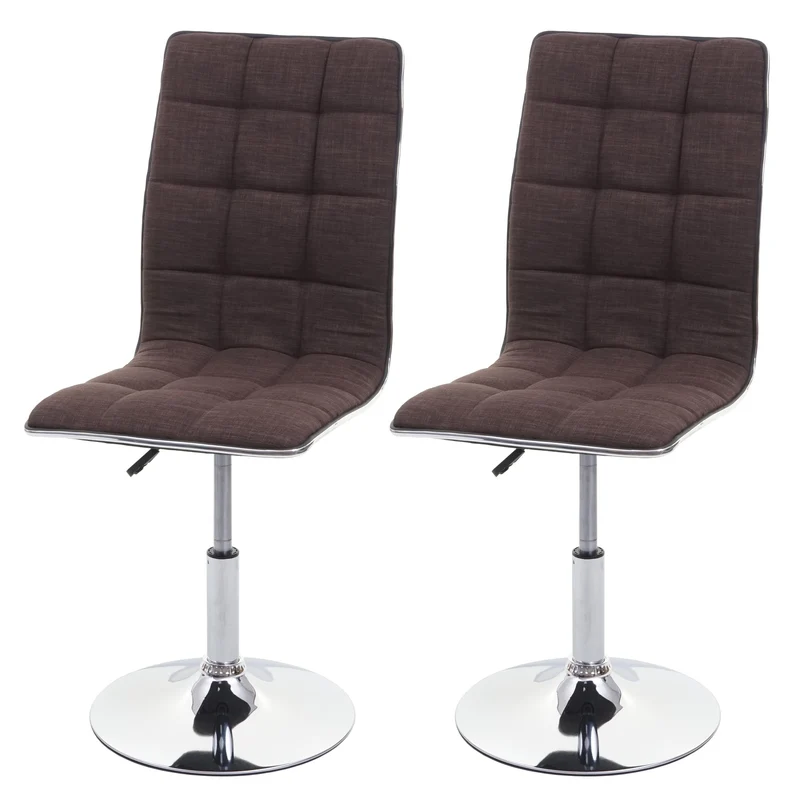 Lot de 2 chaises de salle à manger cuisine hauteur variable design élégant tissu brun 04_0000348