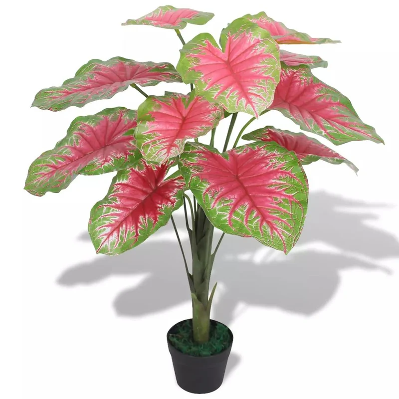 Plante artificielle avec pot caladium 70 cm vert et rouge DEC021917