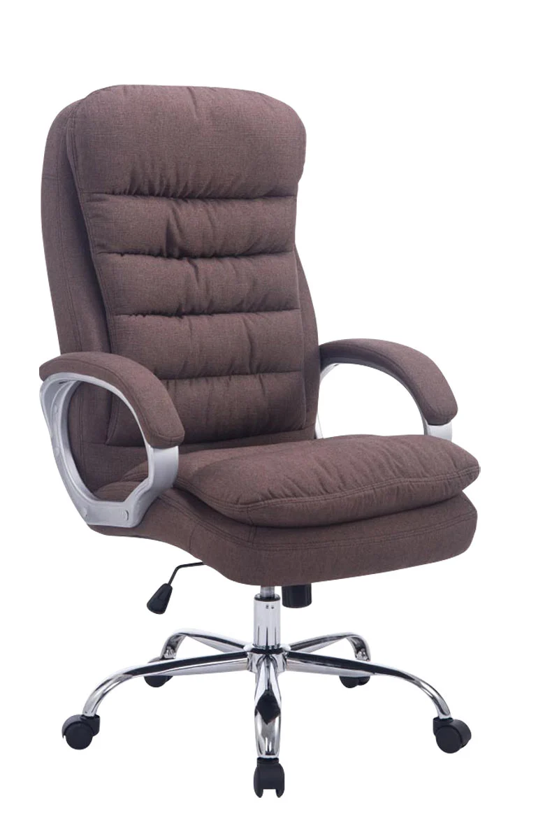 Fauteuil de bureau ergonomique et confortable jusqu'à 235 kg en tissu marron et métal chromé 10_0002401