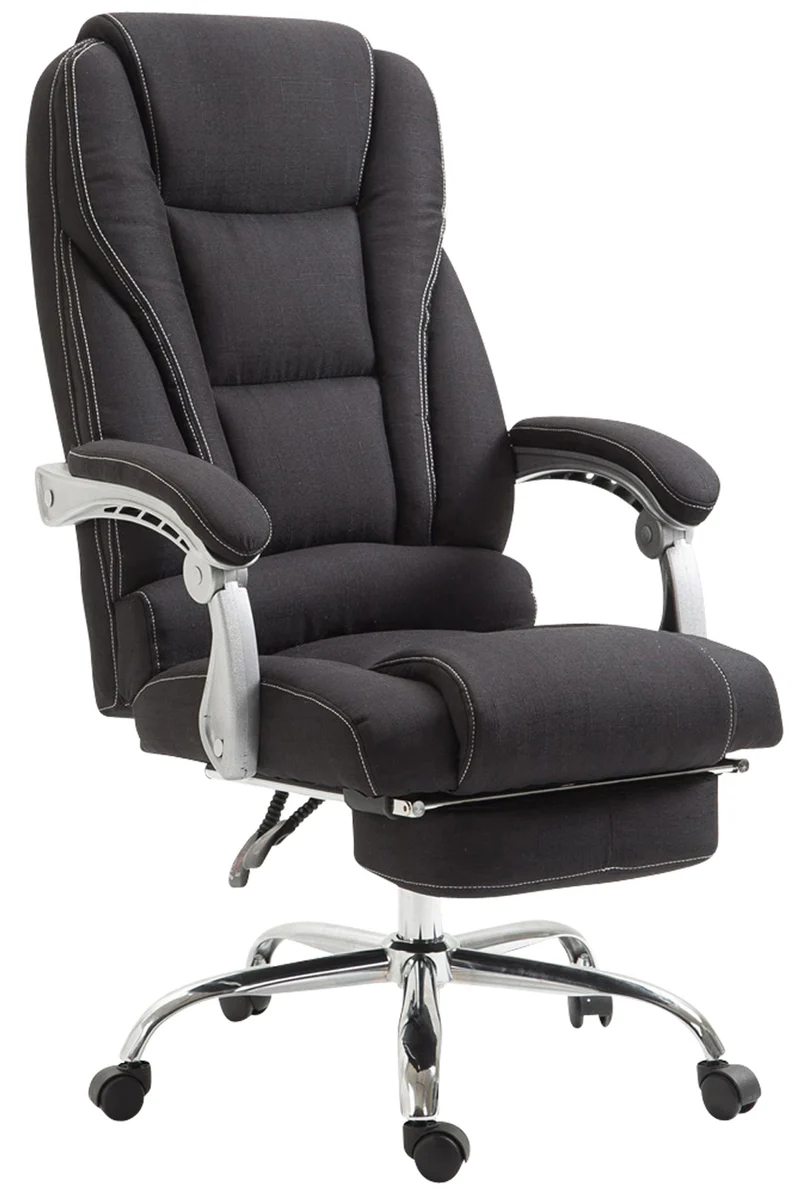 Fauteuil de bureau sur roulettes avec repose-pieds et hauteur ajustable pivotant en tissu noir 10_0002588