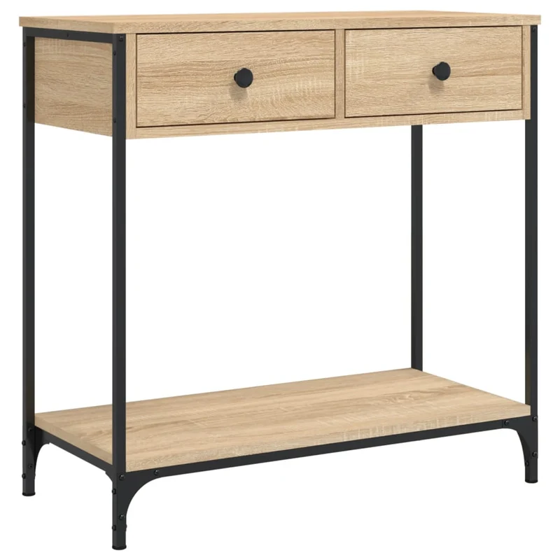 Meuble d'entrée table console design élégant avec tiroirs 75 x 34,5 x 75 cm bois d'ingénierie et métal DEC031956