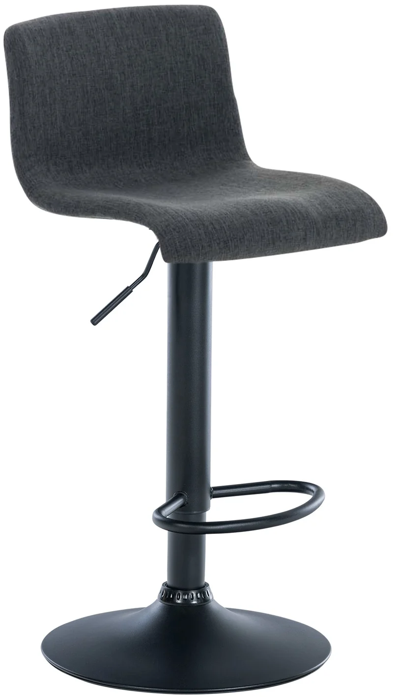 Tabouret de bar avec repose-pieds pivotant dossier incurvé en tissu gris foncé et métal noir 10_0004961