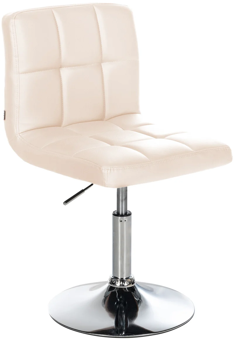 Chaise de salle à manger x1 hauteur réglable design moderne couture décorative en PVC crème piètement en métal 10_0005500