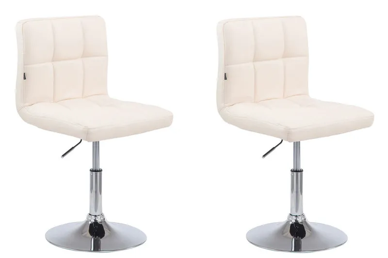 Lot de 2 chaises de salle à manger style moderne et design en synthétique crème hauteur réglable pivotant pieds en métal 10_0000222