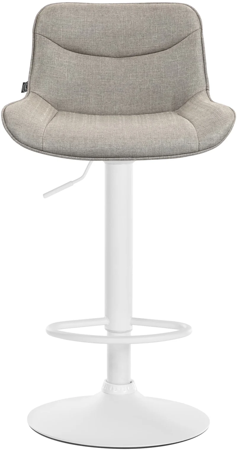 Tabouret de bar x1 pivotant forme ergonomique surpiqûres décoratives en tissu taupe cadre en métal blanc 10_0005762