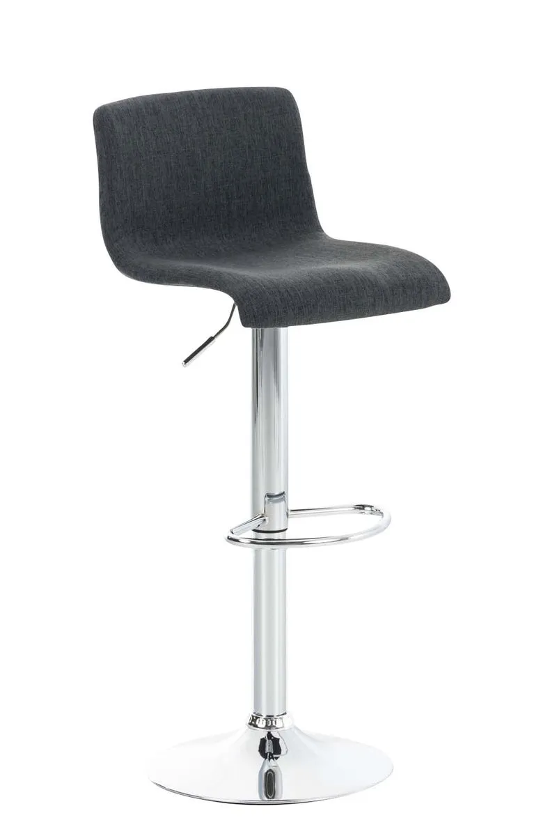 Tabouret de bar avec repose-pieds pivotant dossier incurvé en tissu gris foncé et métal chromé 10_0004967