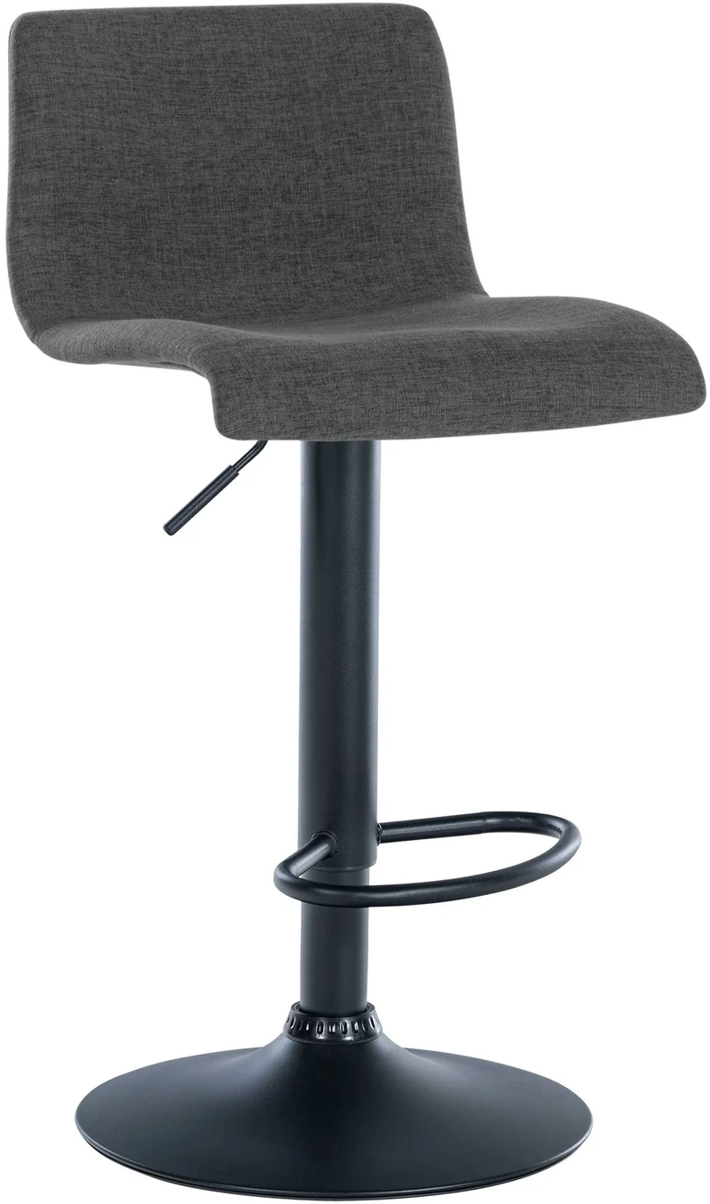 Tabouret de bar x1 design simple avec repose-pieds en tissu gris foncé pieds en métal noir 10_0004557