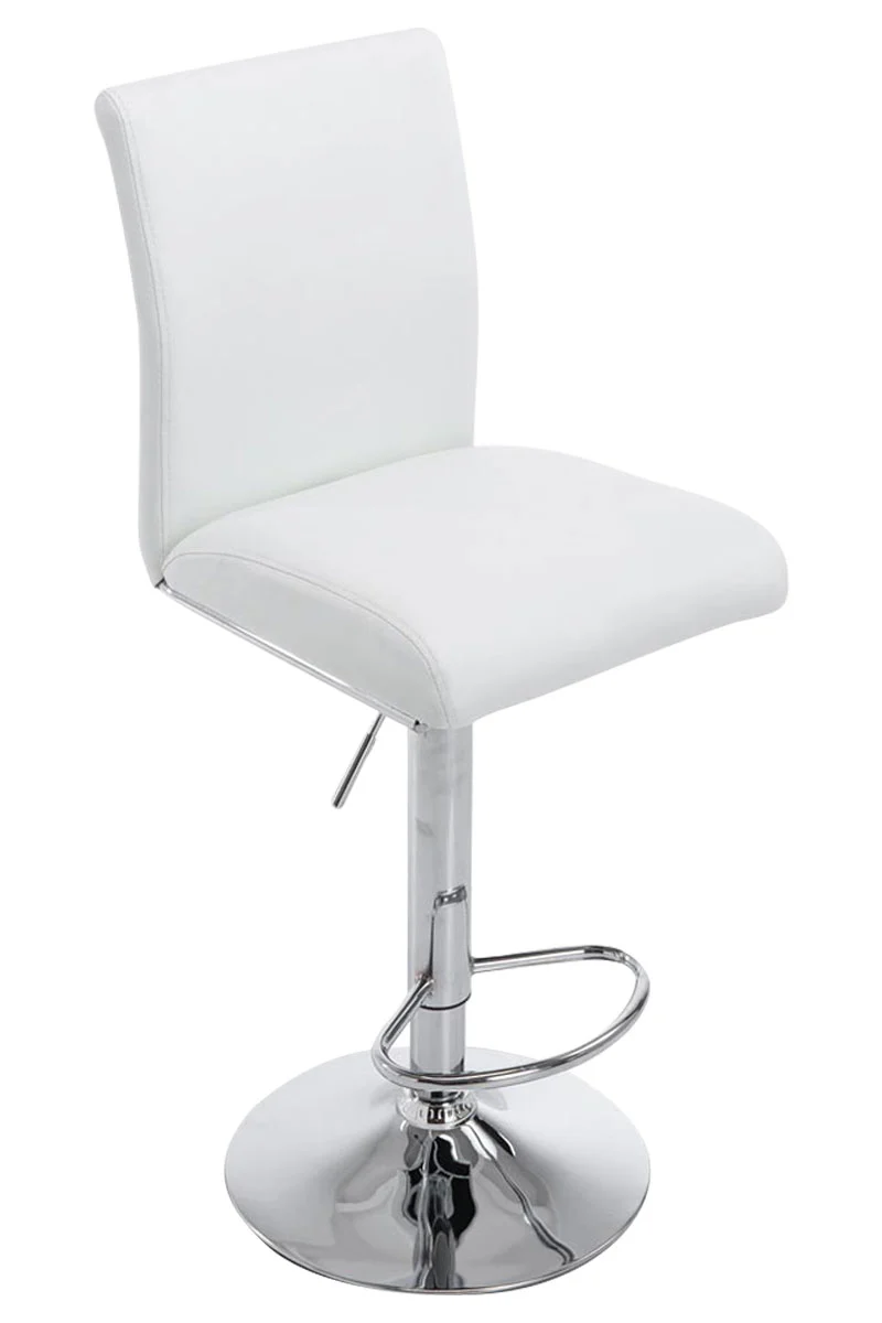 Tabouret de bar chaise haute avec repose-pieds forme trompette design moderne en synthétique blanc 10_0000008