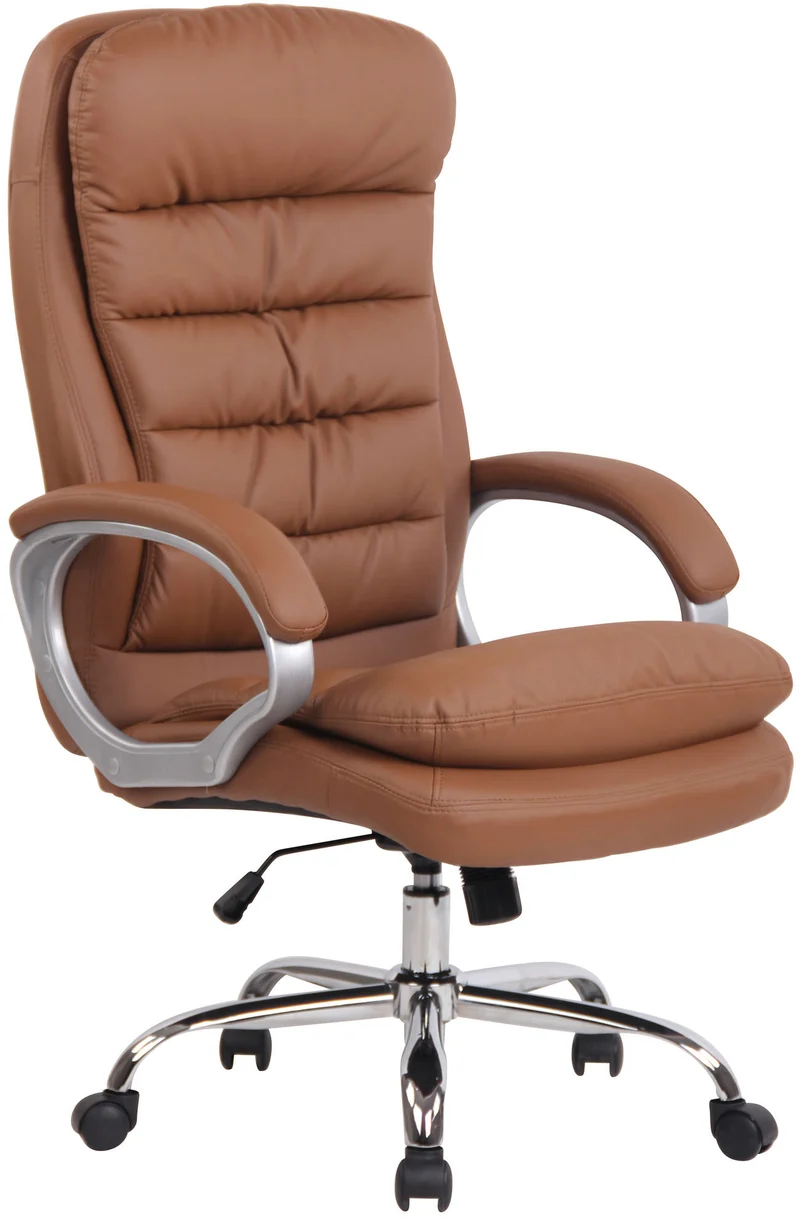 Fauteuil de bureau sur roulettes mécanisme de bascule intégré charge maximale 235 kg en similicuir marron clair cadre métal 10_0006958