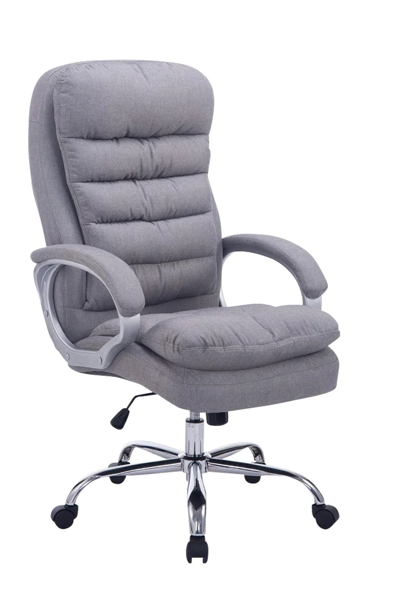 Fauteuil de bureau ergonomique et confortable jusqu'à 235 kg en tissu gris et métal chromé 10_0002404