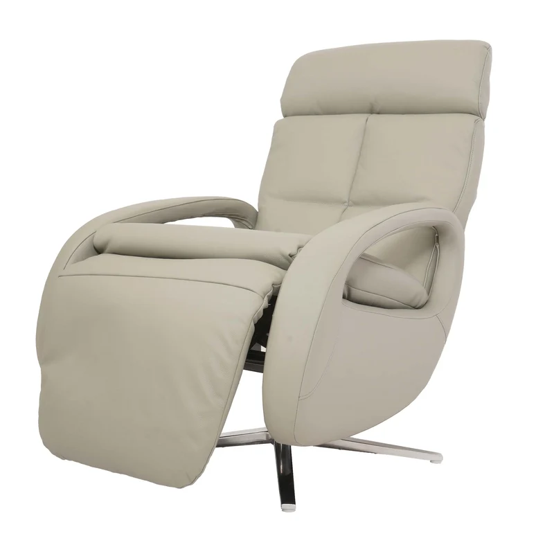 Fauteuil de relaxation fauteuil tv avec accoudoirs fonction inclinable rotatif en cuir gris 04_0006835