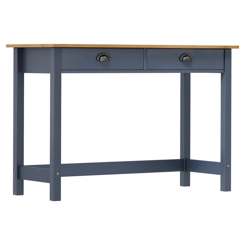 Table d'appoint console d'entrée meuble de salon avec deux tiroirs 110 x 45 x 74 cm pin gris DEC032027