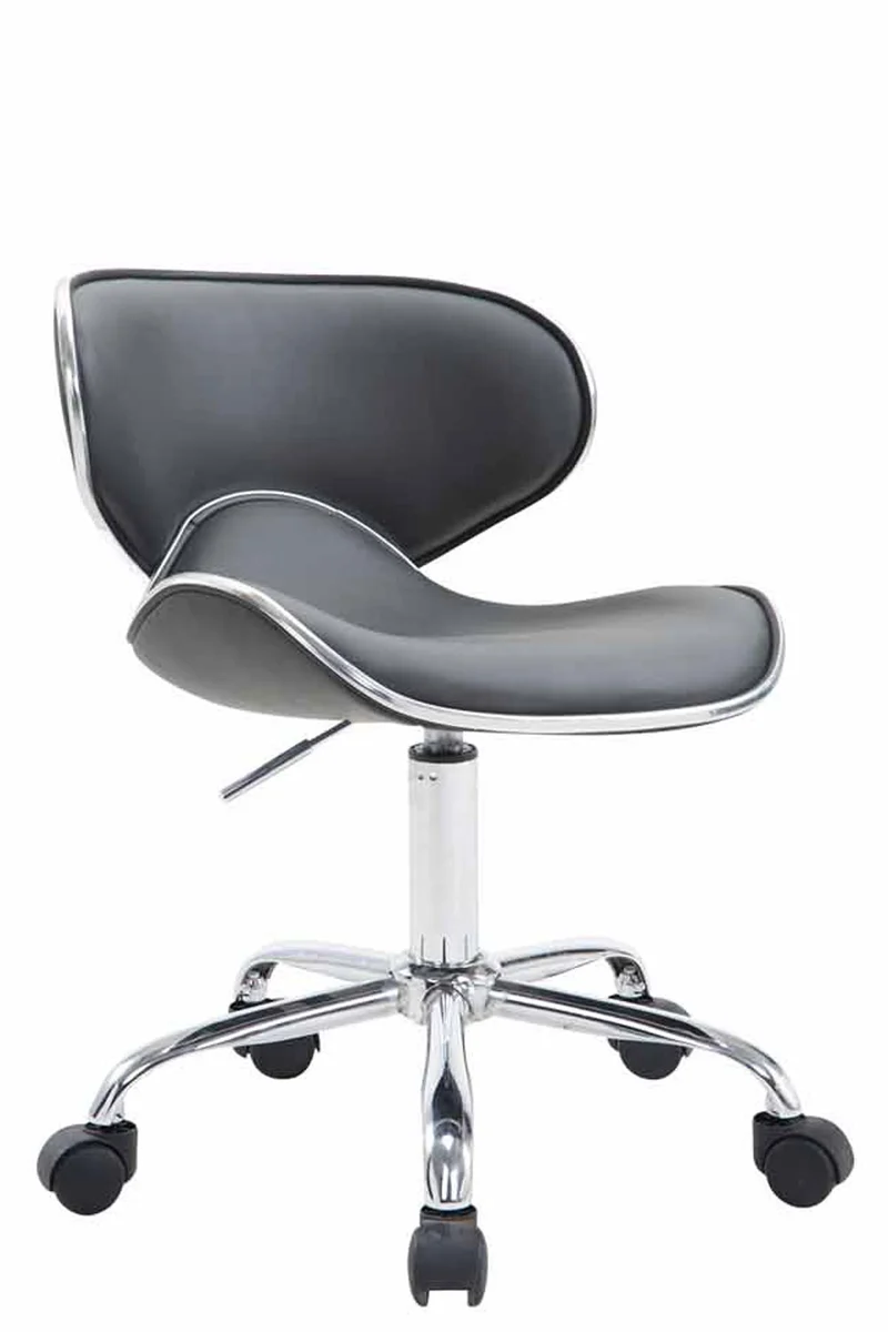 Tabouret de travail sur roulettes hauteur réglable et pivotant en synthétique gris pieds métal chromé TABO10187